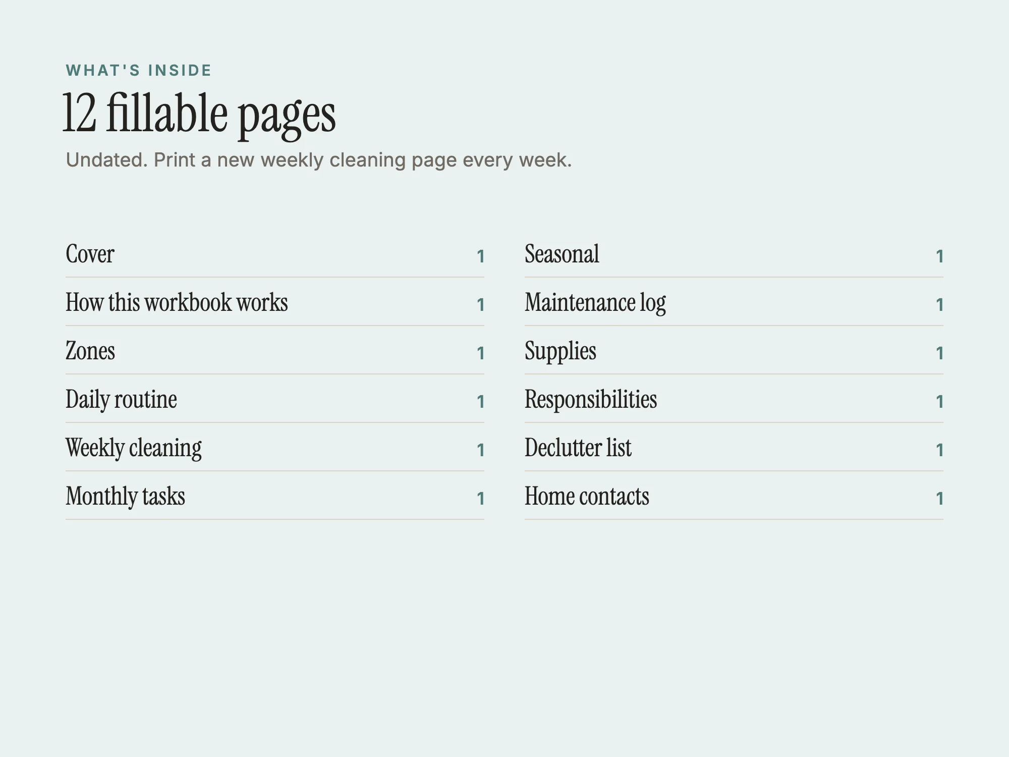 Home and Cleaning Planner: What's inside