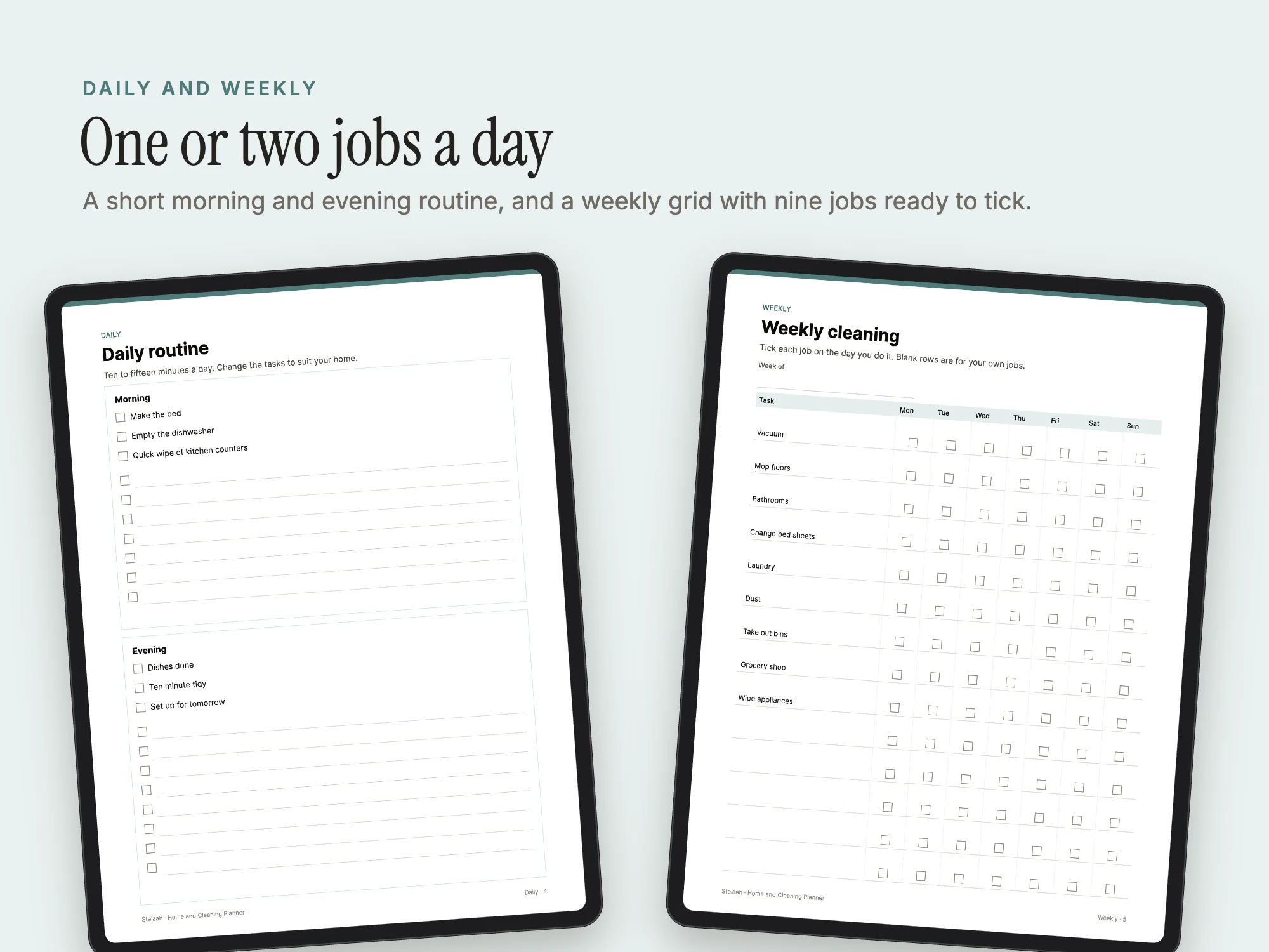 Home and Cleaning Planner: Daily and weekly