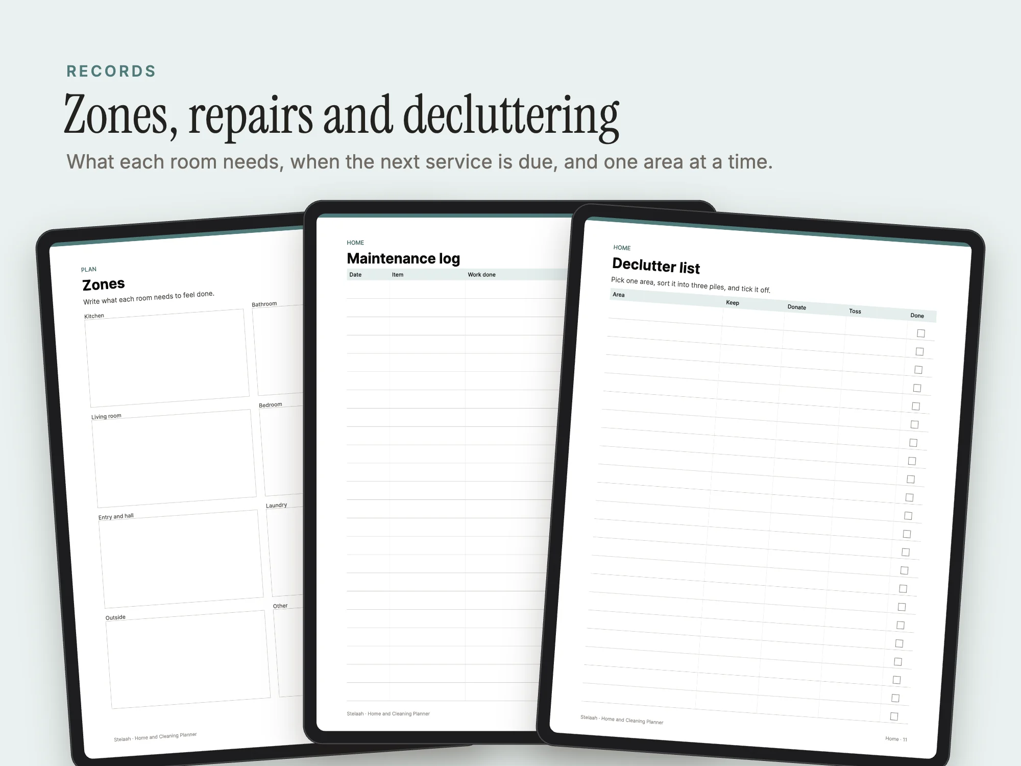 Home and Cleaning Planner: Records