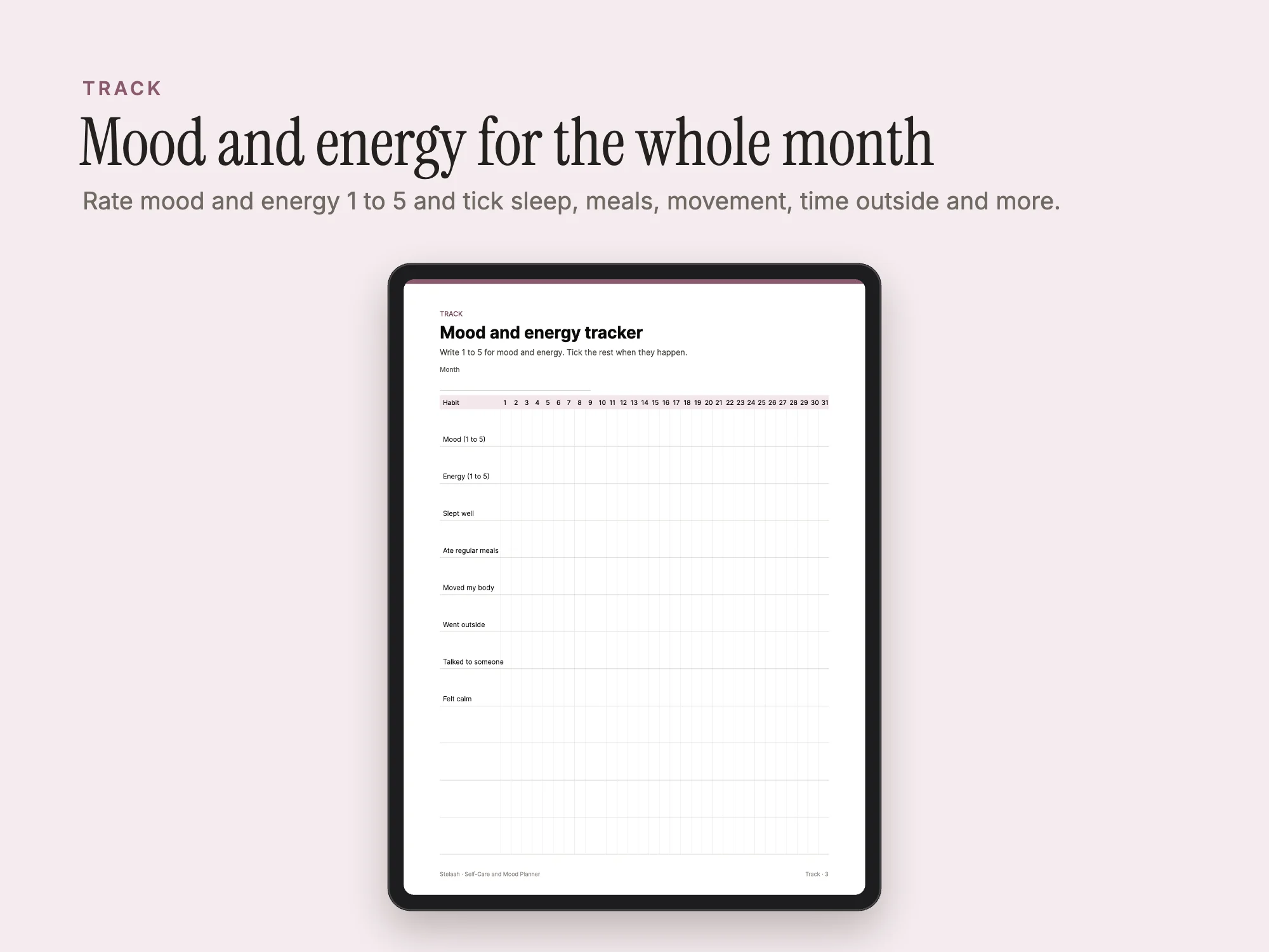 Self-Care and Mood Planner: Track