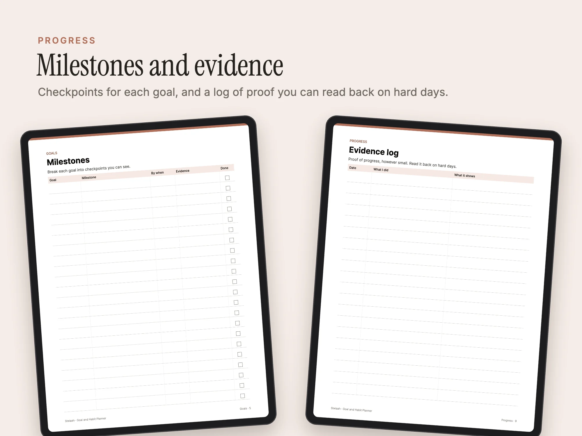 Goal and Habit Planner: Progress