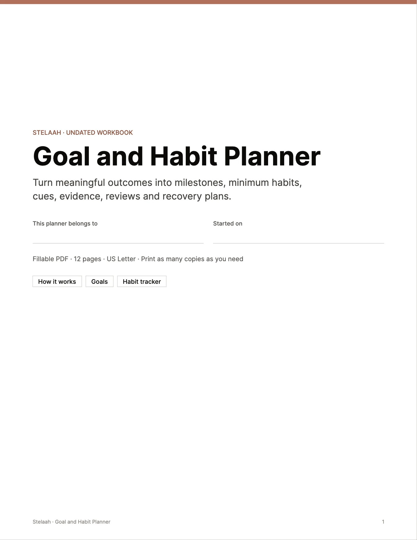 Cover of the Goal and Habit Planner