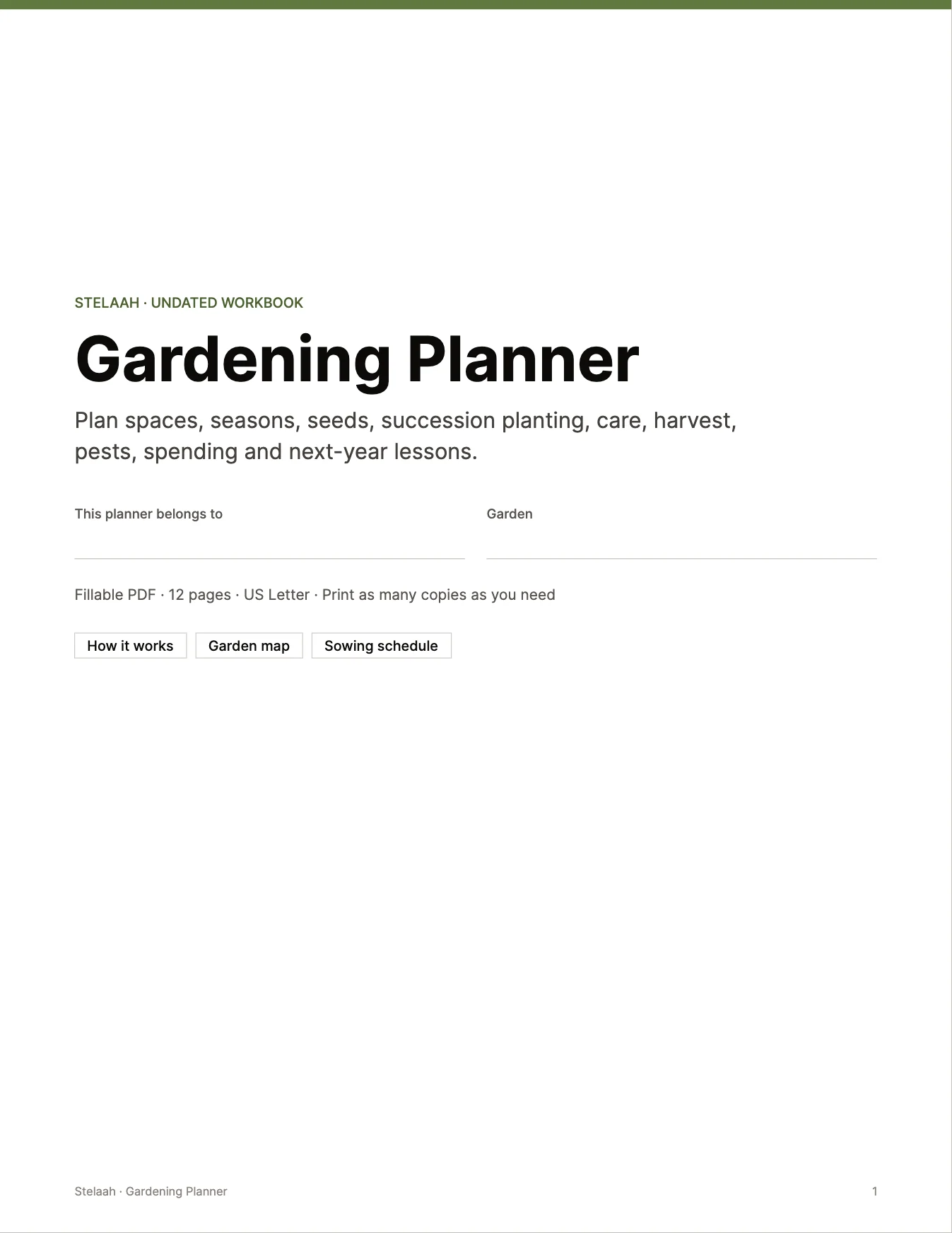 Cover of the Gardening Planner