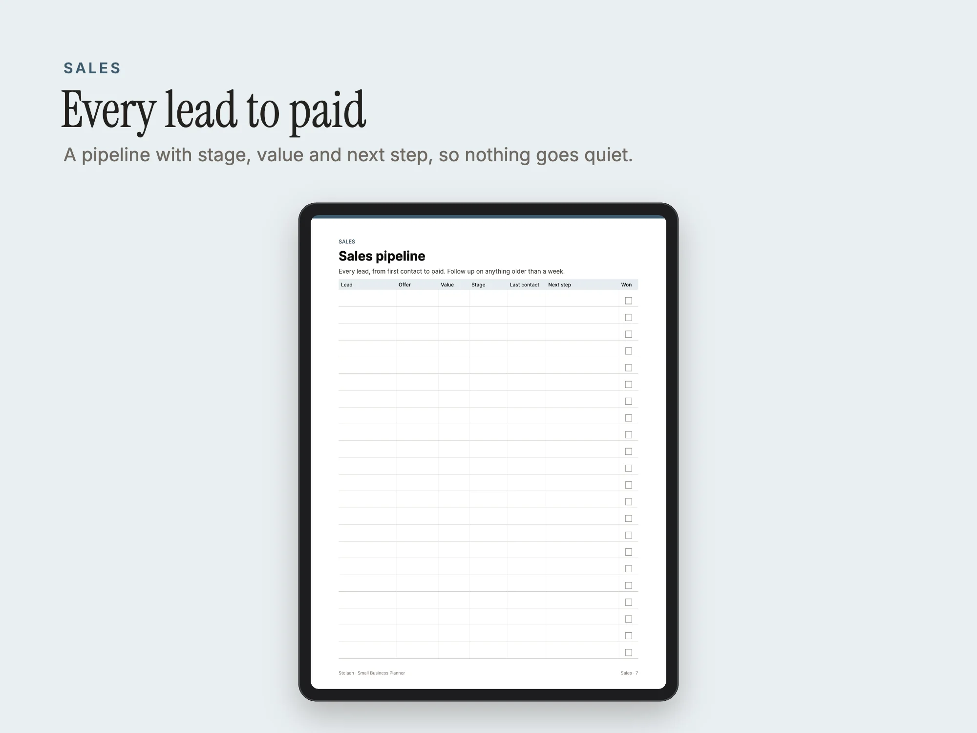 Small Business Planner: Sales