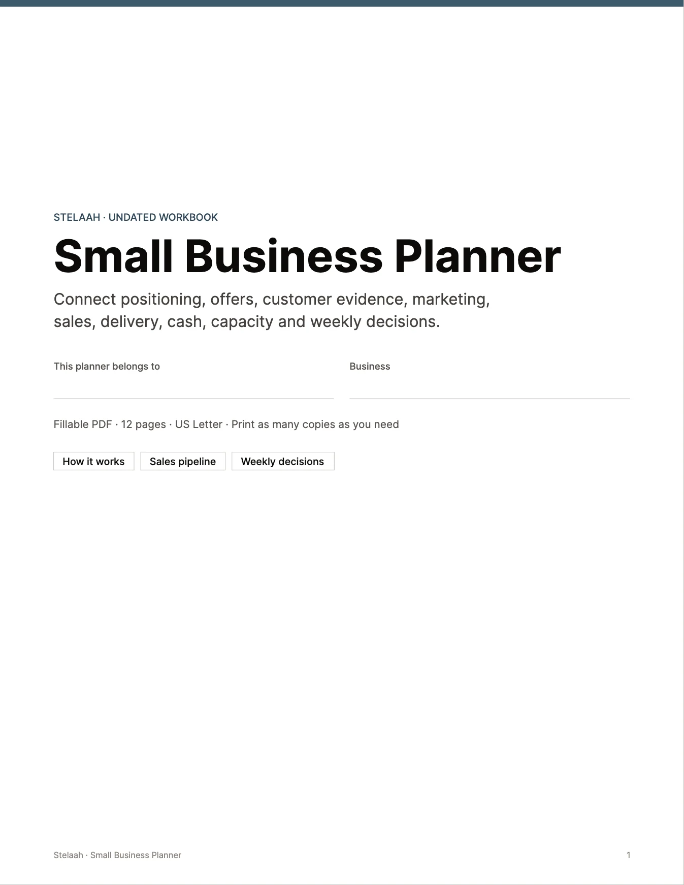 Cover of the Small Business Planner