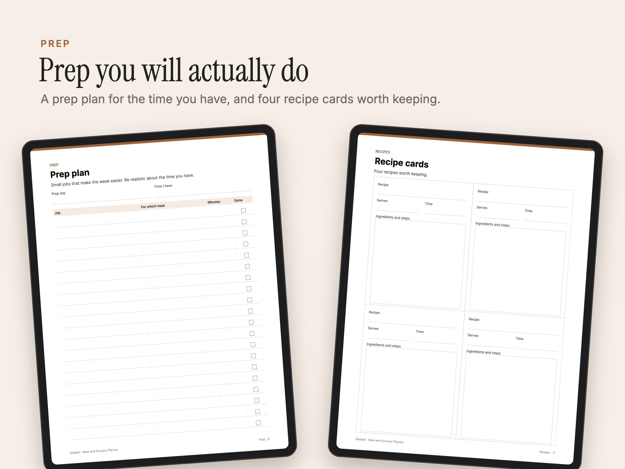 Meal and Grocery Planner: Prep