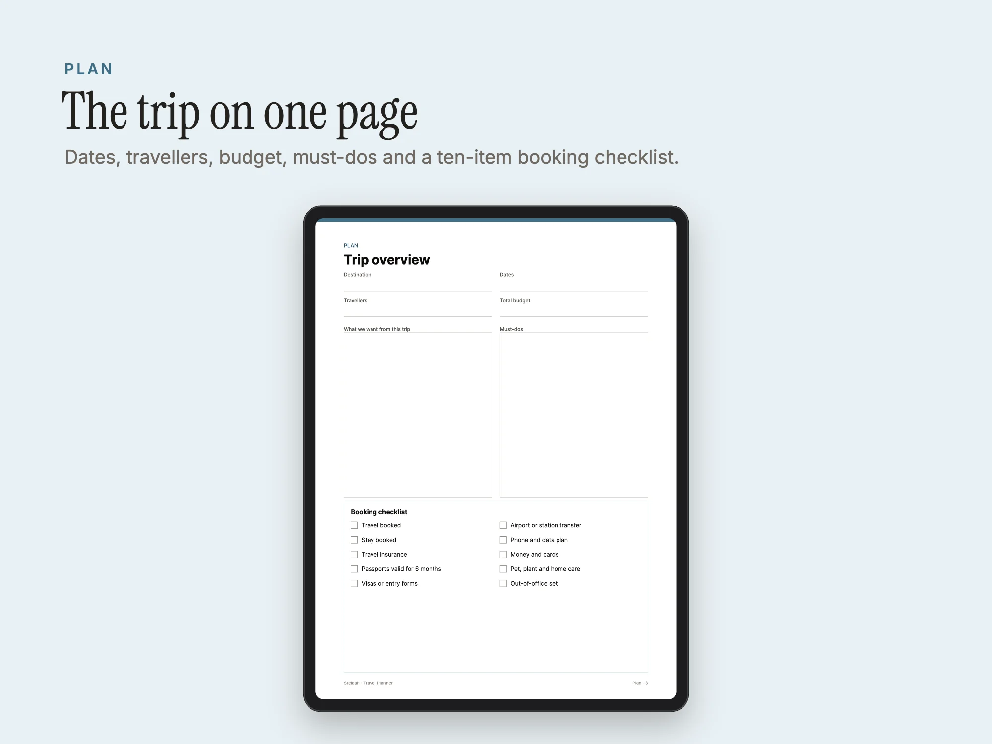 Travel Planner: Trip overview
