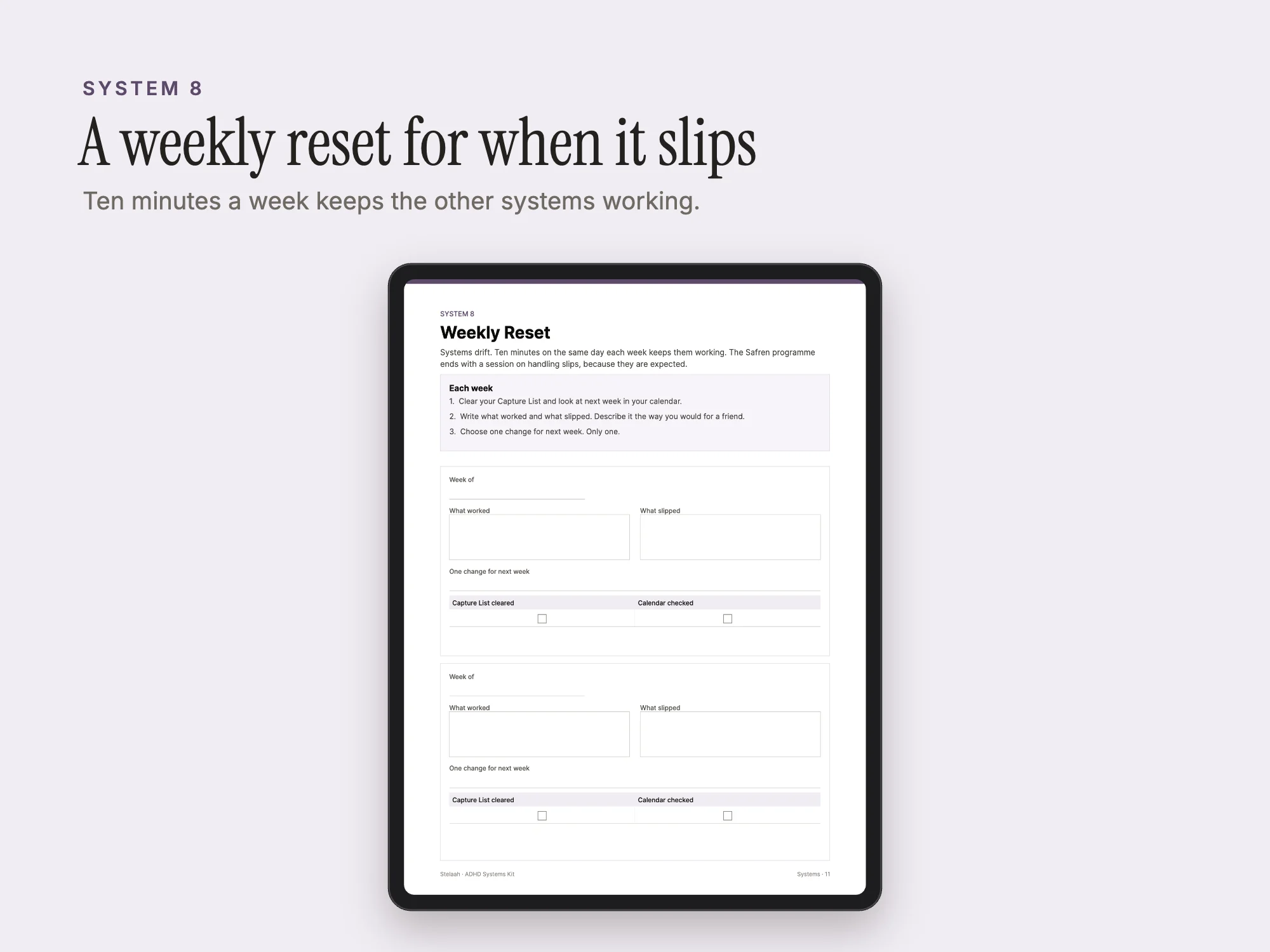 ADHD Systems Kit: Weekly Reset