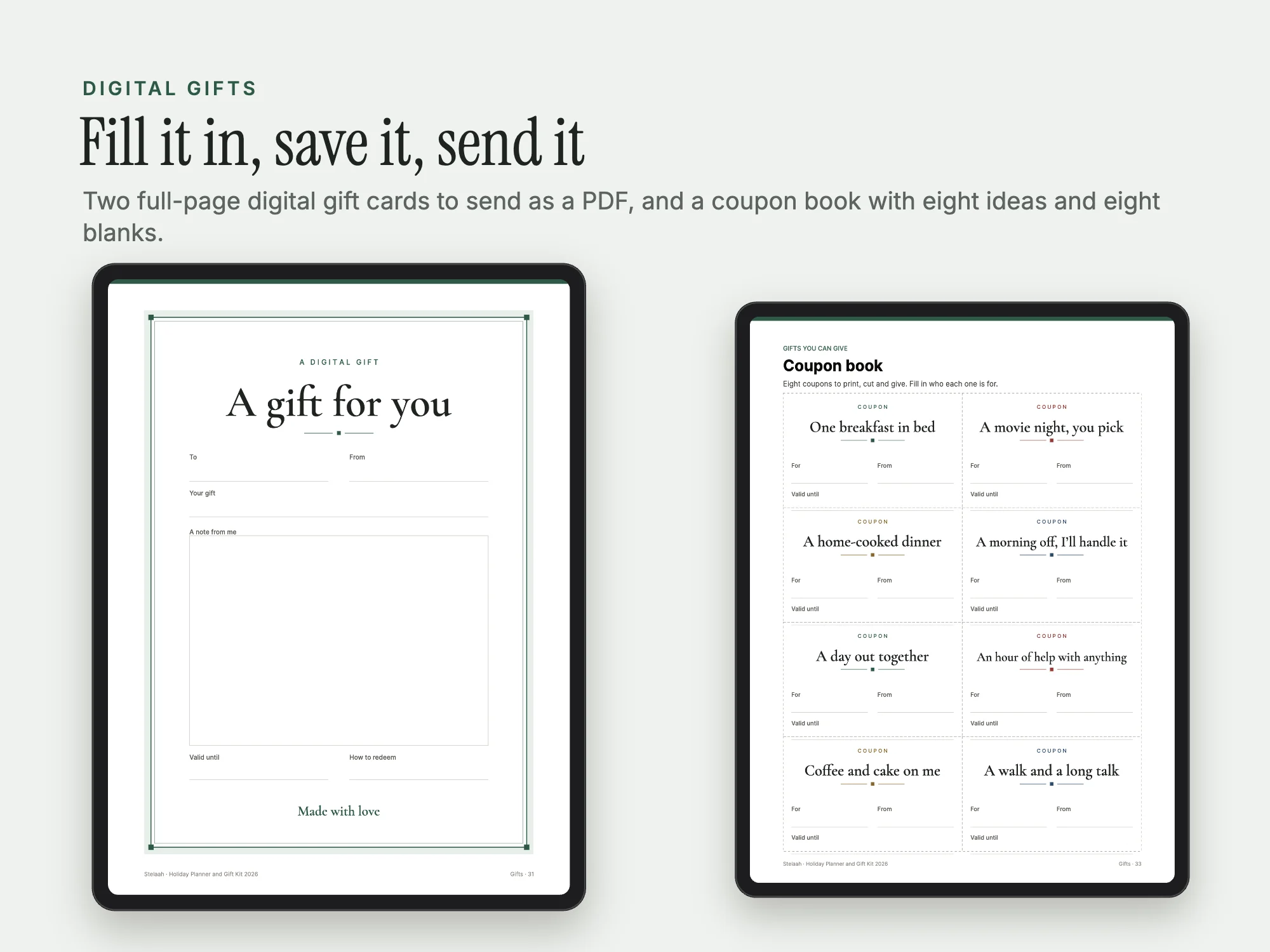 Holiday Planner and Gift Kit 2026: Digital gifts