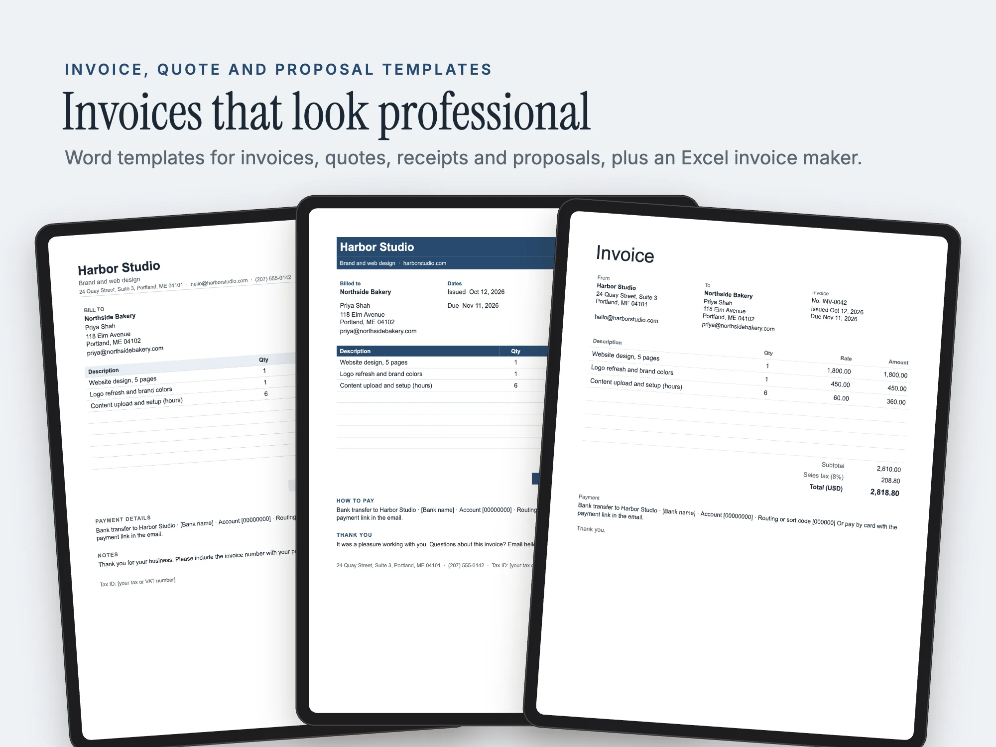 Cover of the Invoice, Quote and Proposal Templates