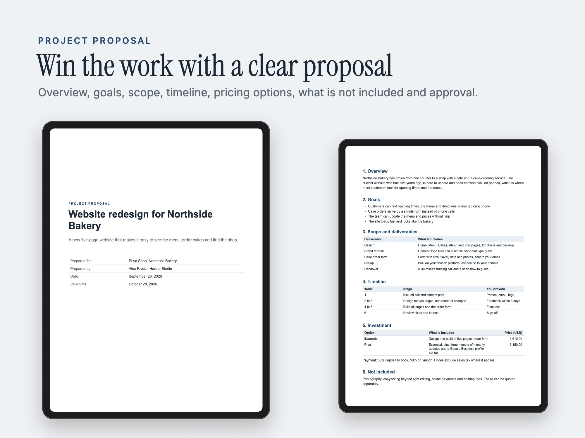 Invoice, Quote and Proposal Templates: Project proposal