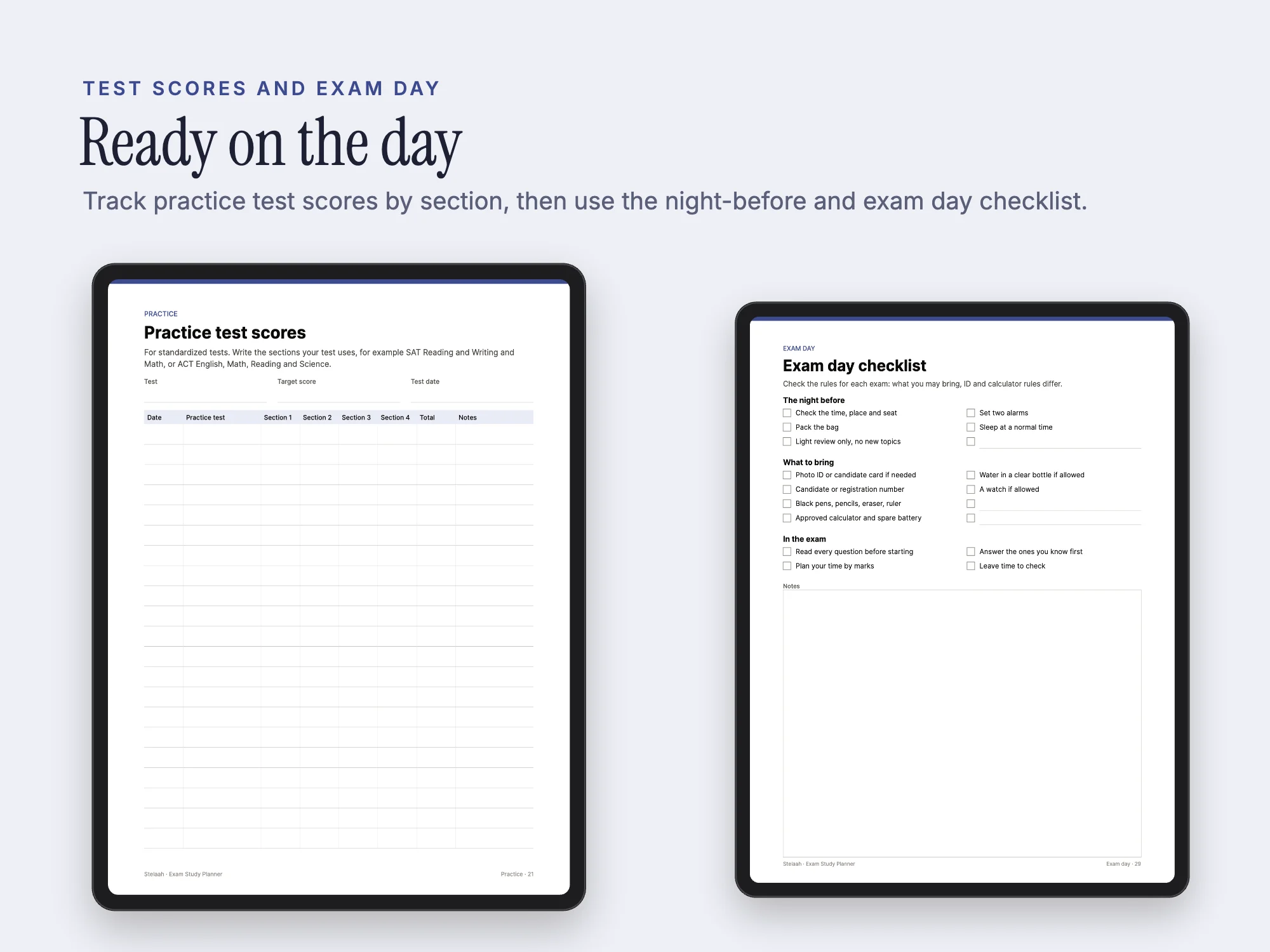 Exam Study Planner: Exam day