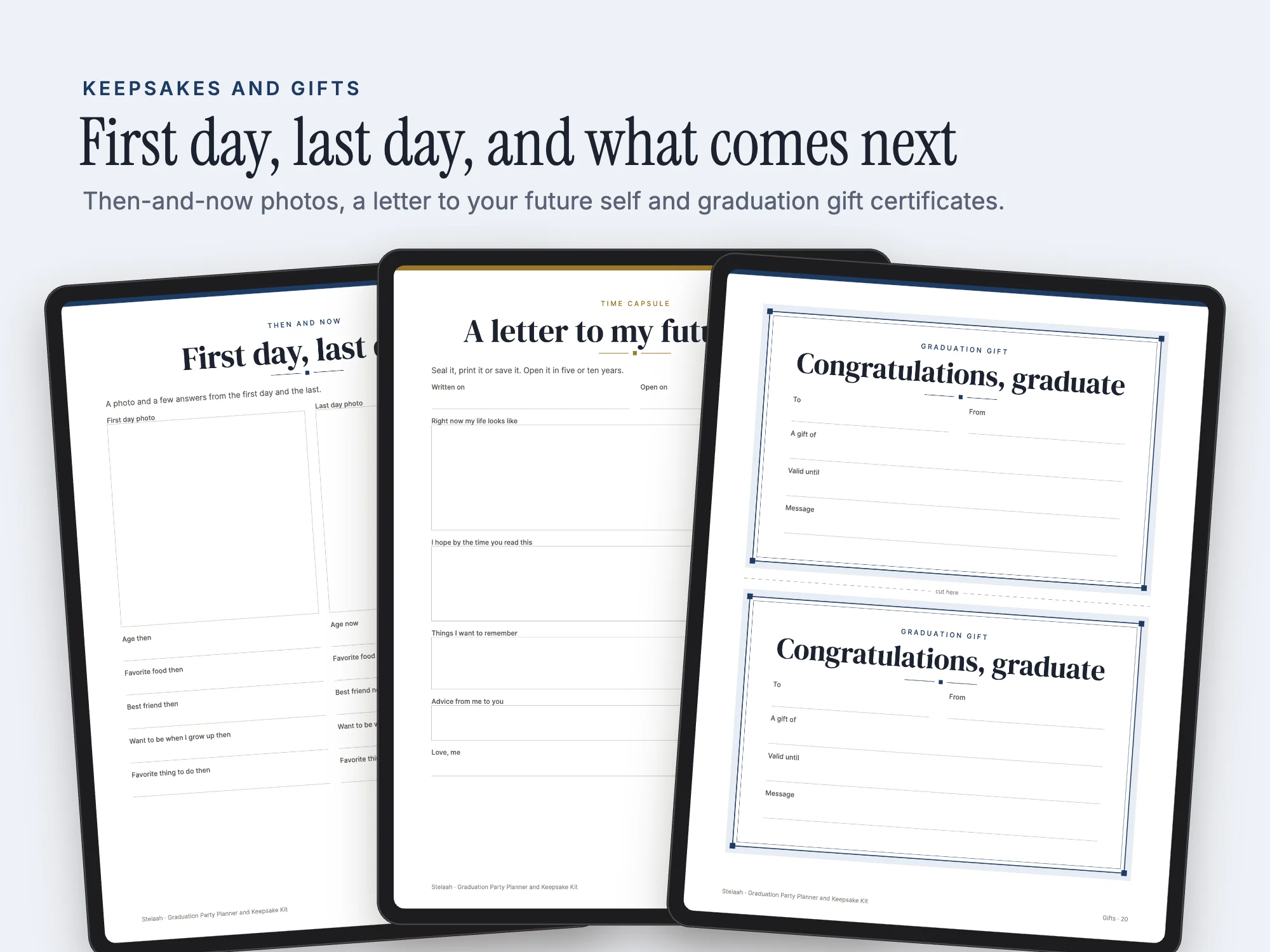 Graduation Party Planner and Keepsake Kit: Keepsakes and gifts