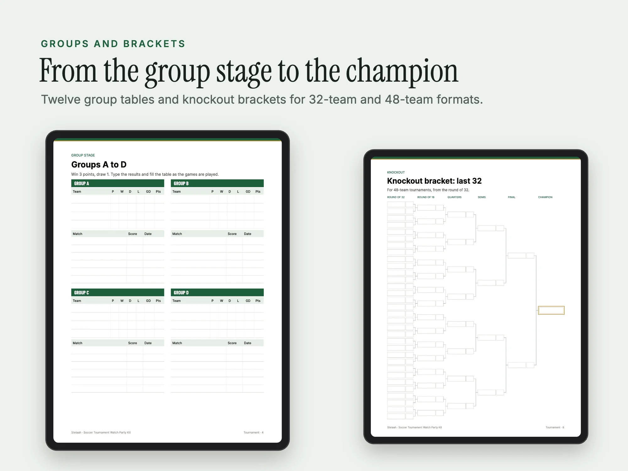 Soccer Tournament Watch Party Kit: Groups and brackets
