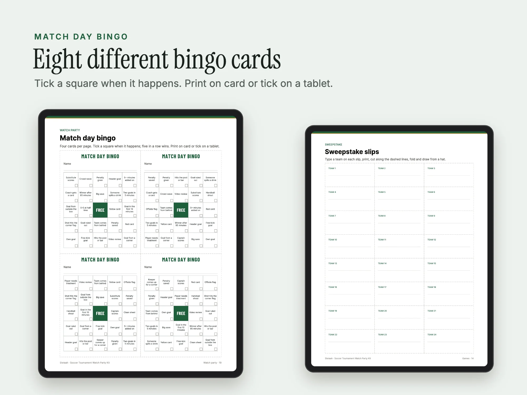 Soccer Tournament Watch Party Kit: Match day bingo