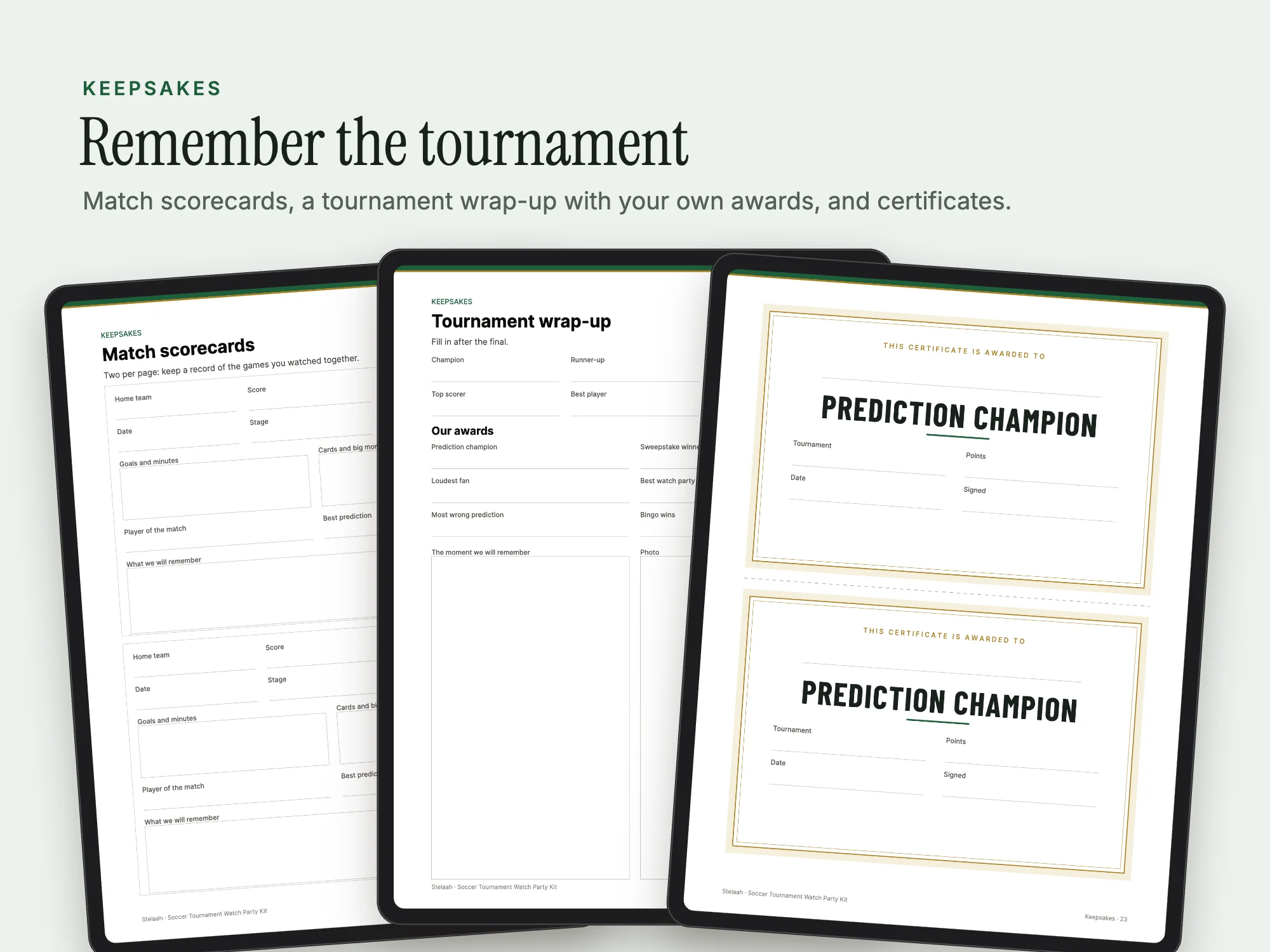 Soccer Tournament Watch Party Kit: Keepsakes