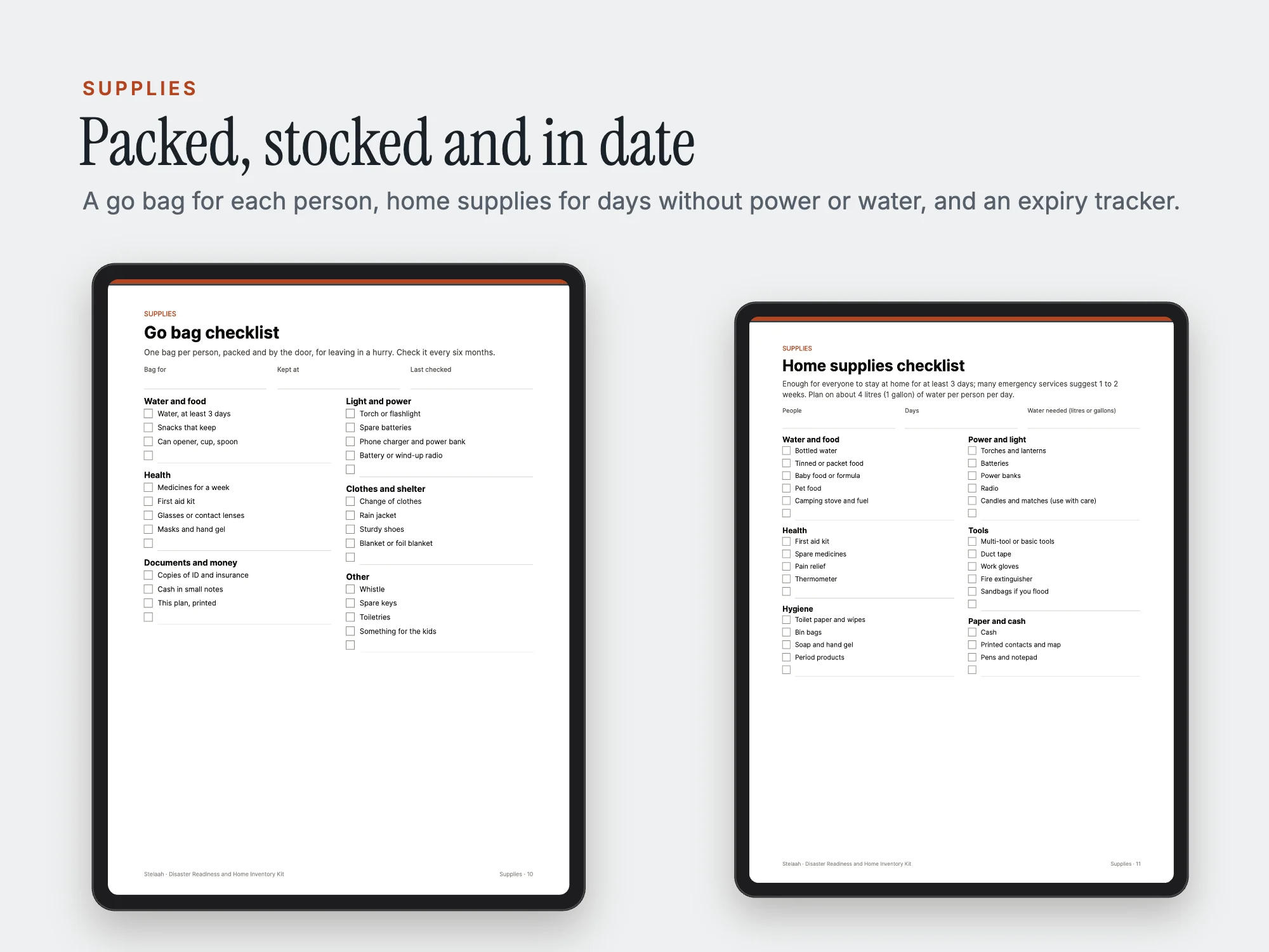 Disaster Readiness and Home Inventory Kit: Supplies