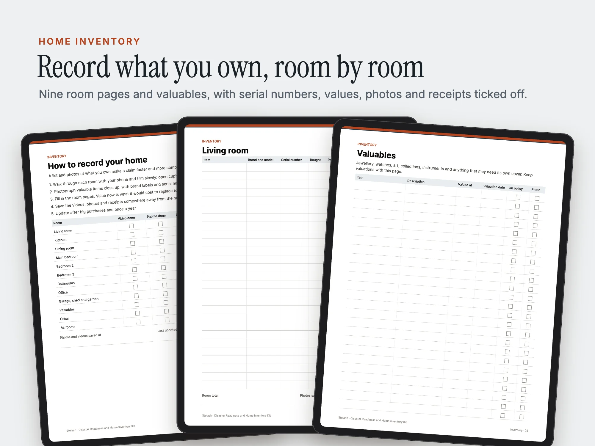 Disaster Readiness and Home Inventory Kit: Home inventory