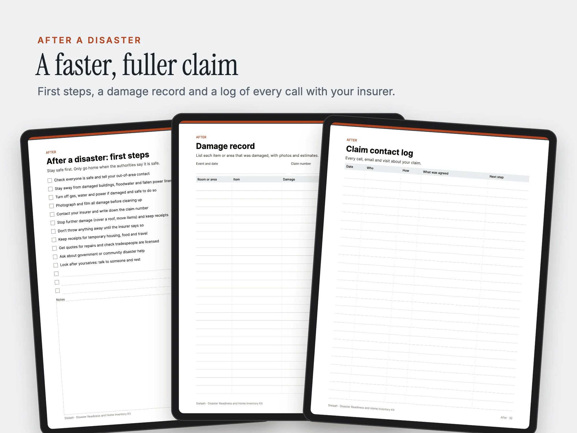 Disaster Readiness and Home Inventory Kit: After a disaster