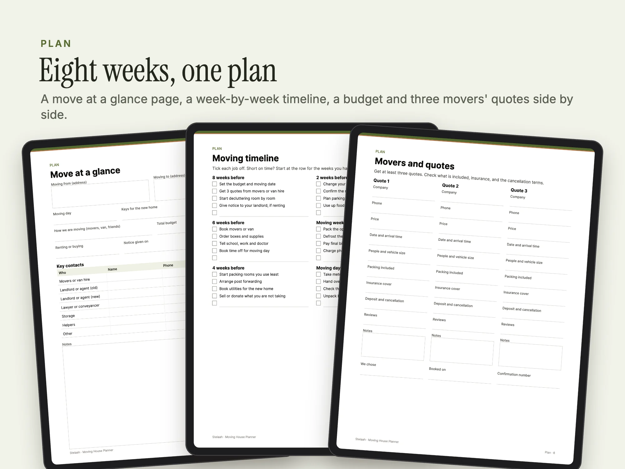 Moving House Planner: Plan