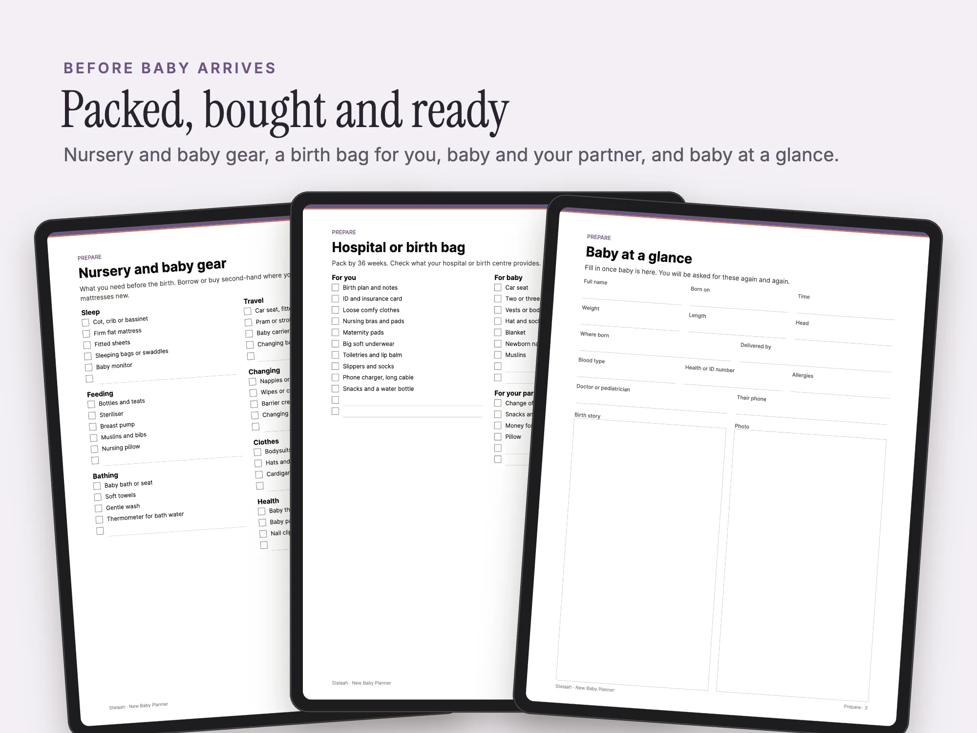 New Baby Planner: Before baby arrives