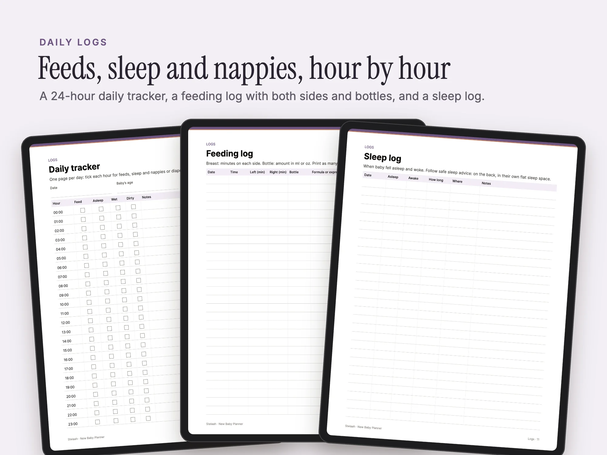New Baby Planner: Daily logs