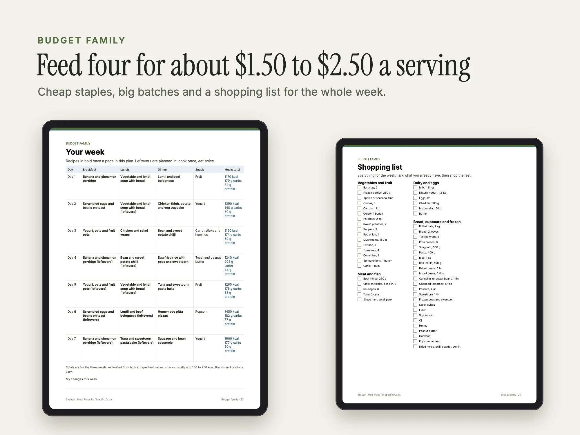 Meal Plans for Specific Goals: Budget family