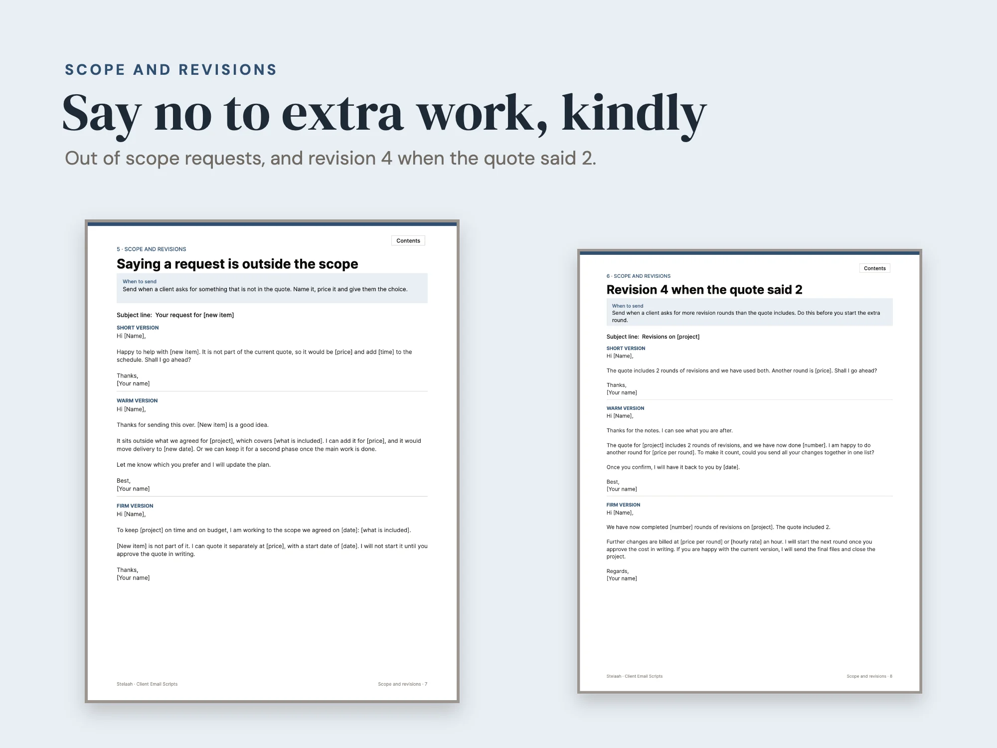 Client Email Scripts: Scope and revisions