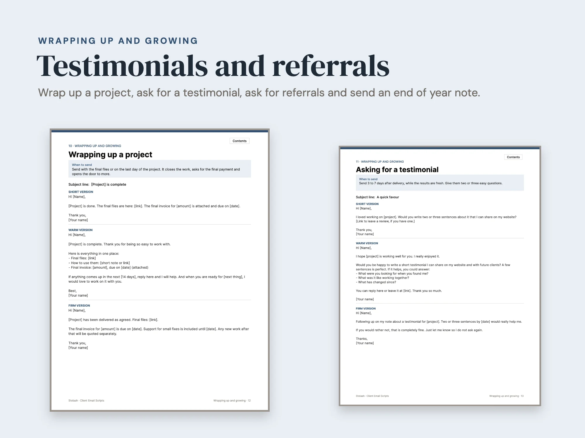 Client Email Scripts: Wrapping up and growing