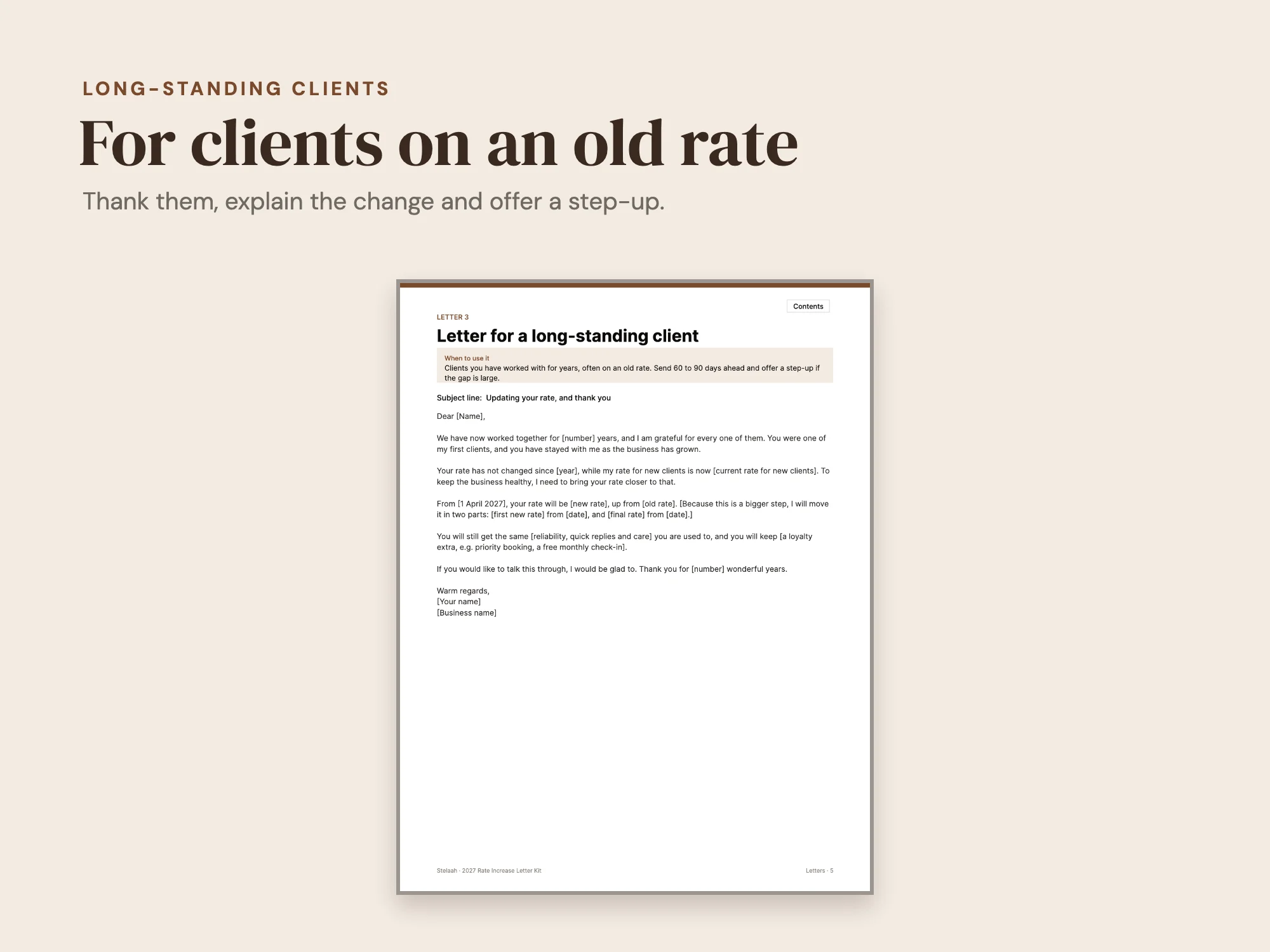 2027 Rate Increase Letter Kit: Long-standing clients