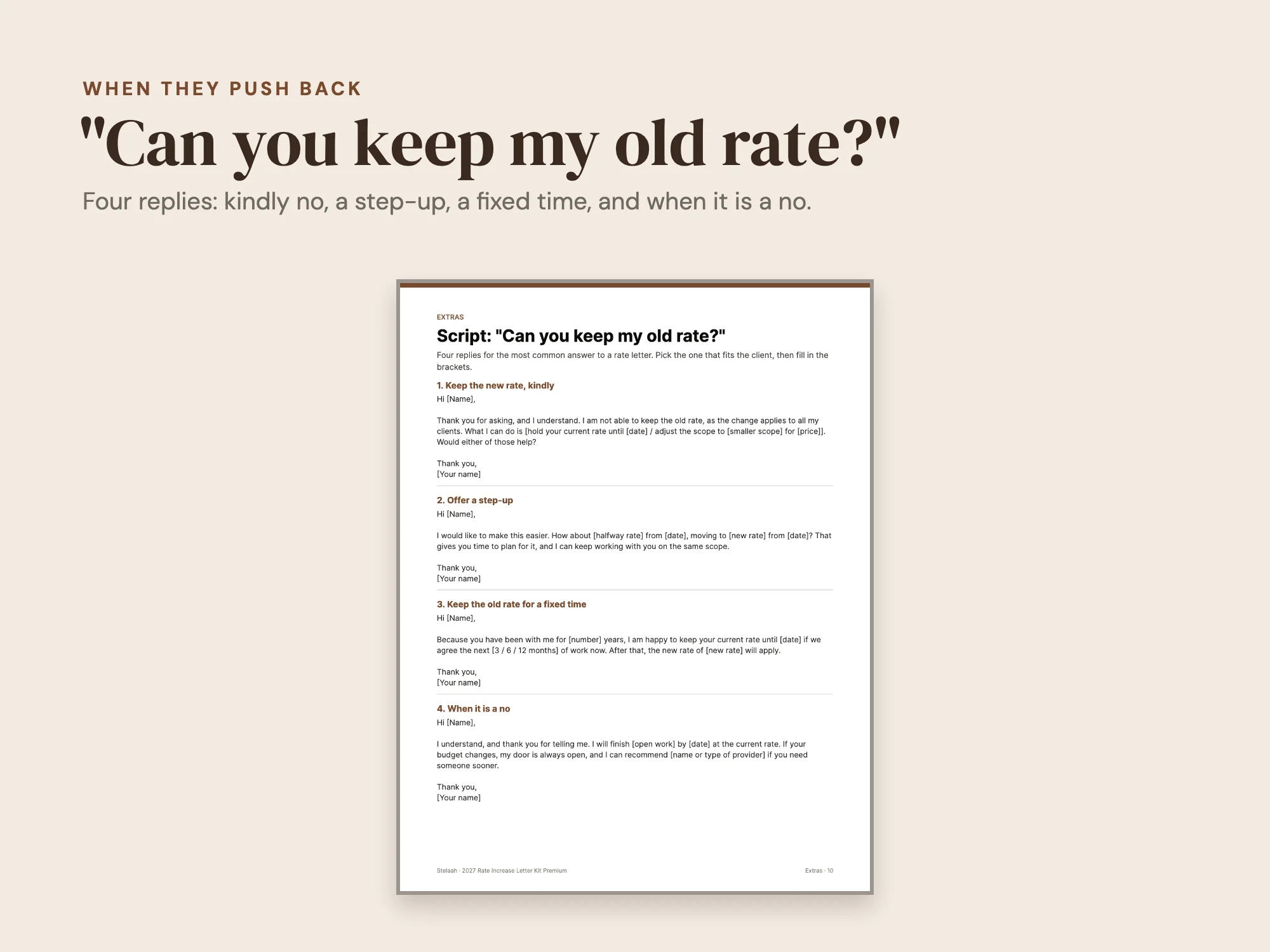 2027 Rate Increase Letter Kit Premium: When they push back