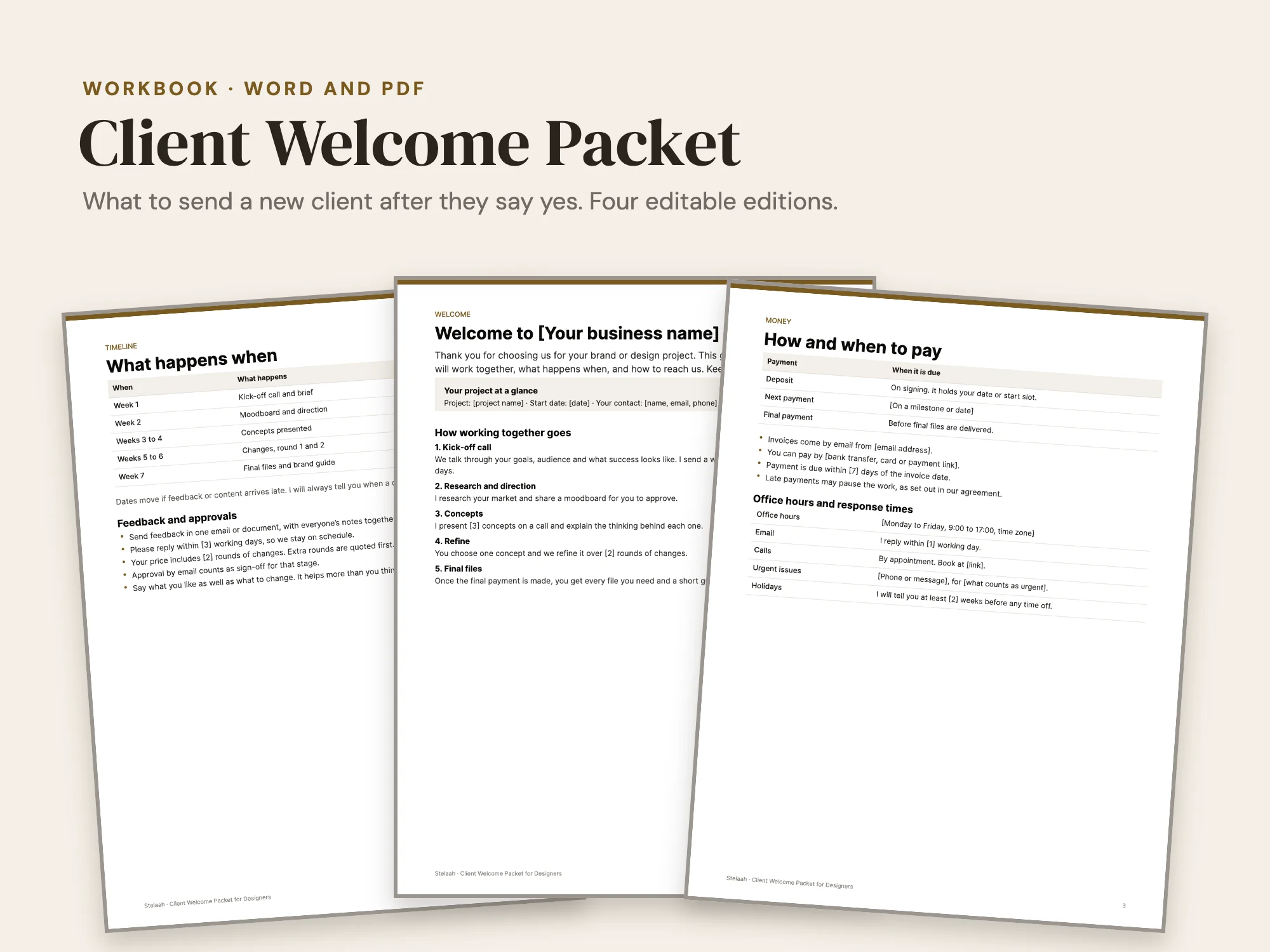 Cover of the Client Welcome Packet