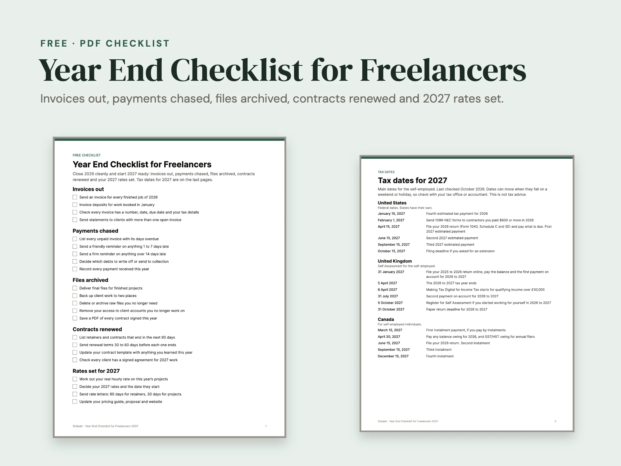 Cover of the Year End Checklist for Freelancers 2027
