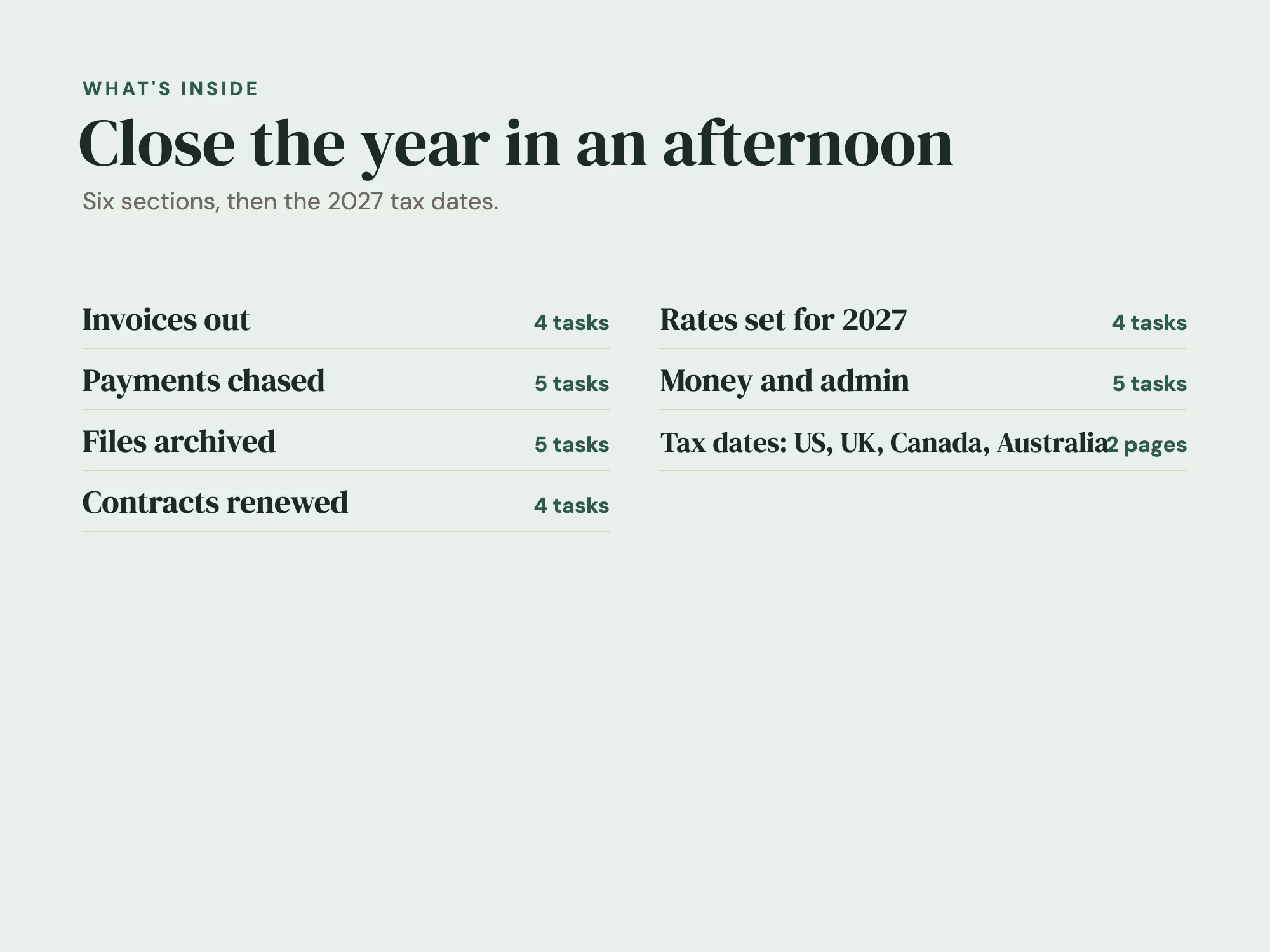 Year End Checklist for Freelancers 2027: What's inside