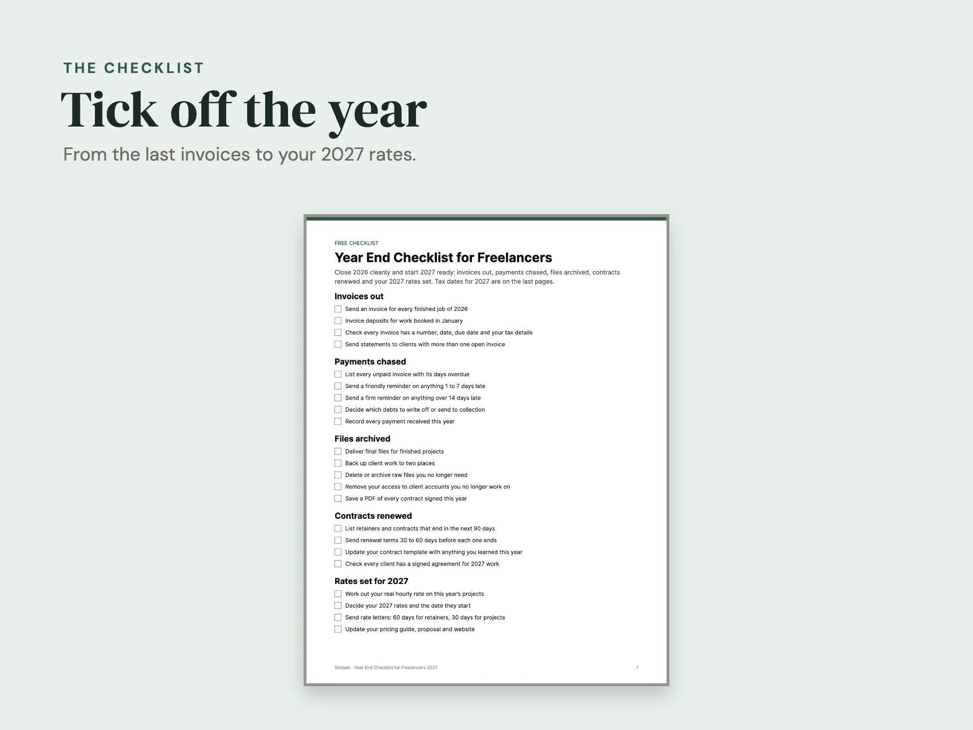 Year End Checklist for Freelancers 2027: The checklist