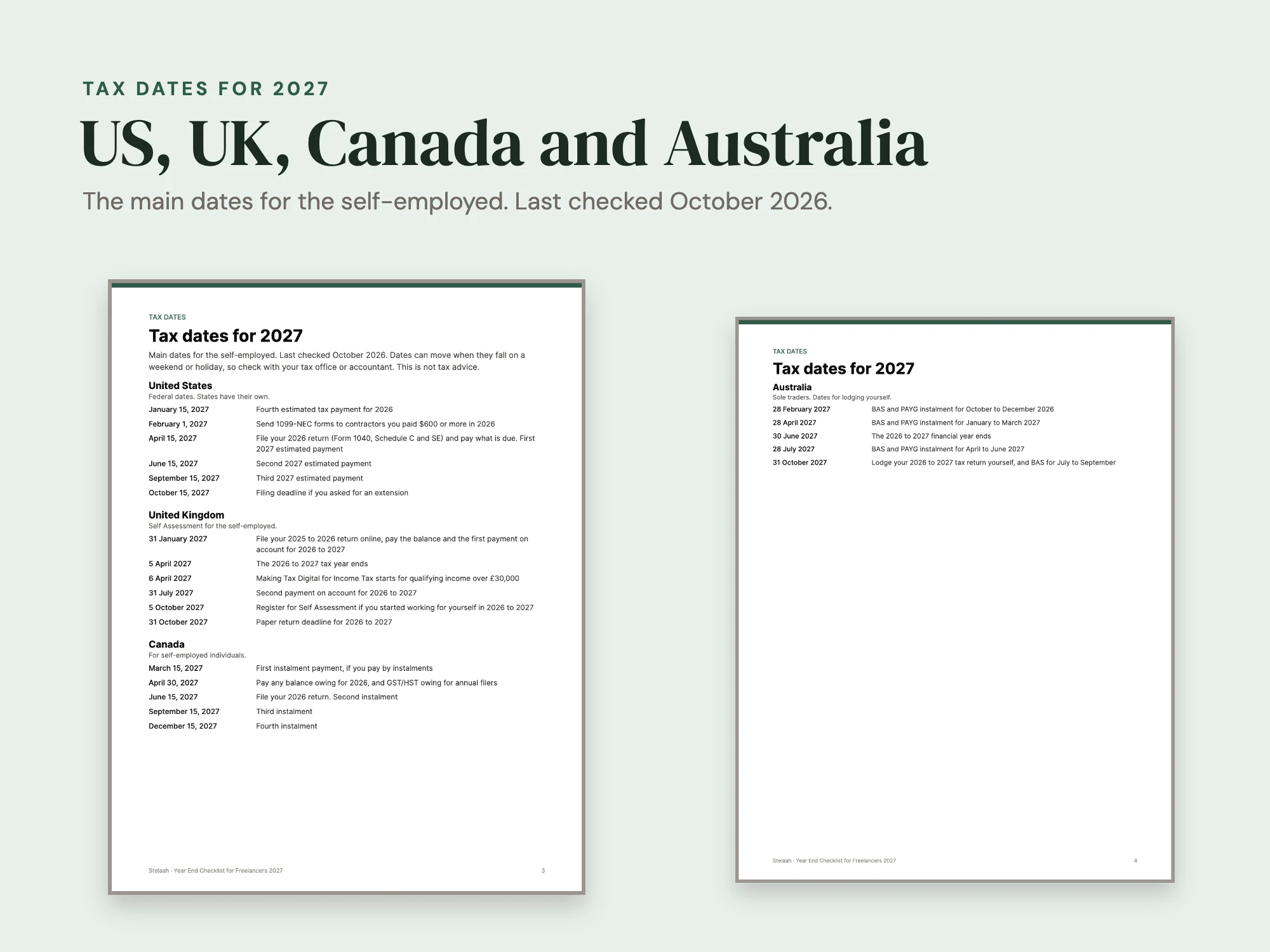 Year End Checklist for Freelancers 2027: Tax dates for 2027