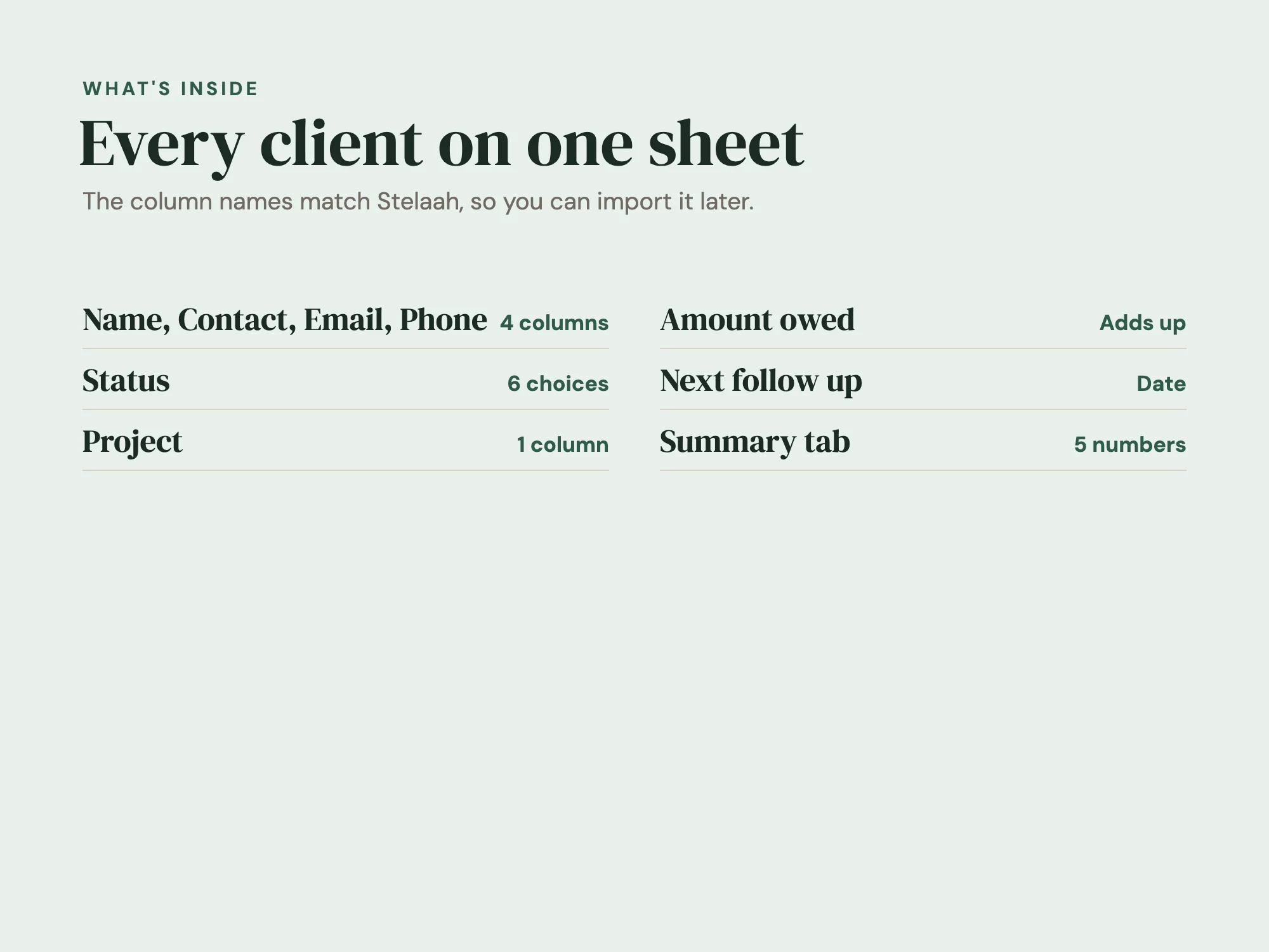 Client Tracker Sheet: What's inside