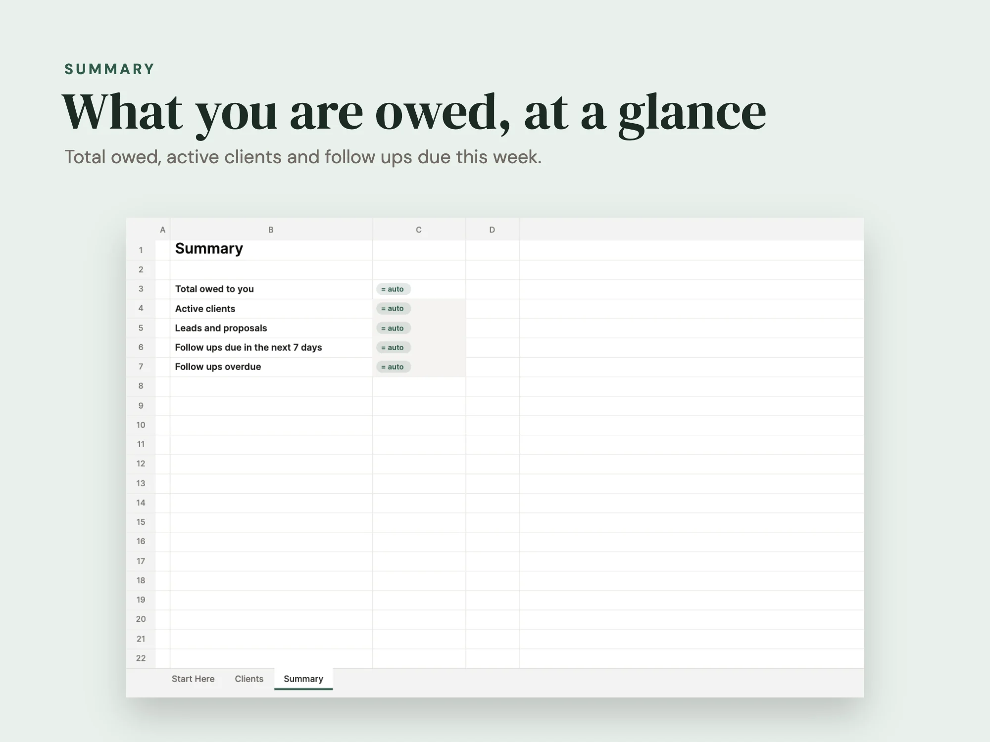 Client Tracker Sheet: Summary