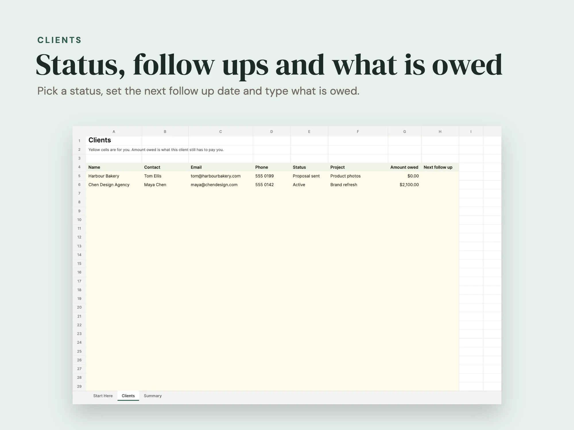 Client Tracker Sheet: Clients